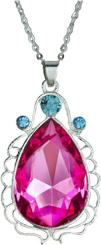 2pcs Sofia Amulet Necklace Teardrop Amethyst Pendant Necklace Sofia the First Princess Costumes Jewelry Girls Necklace in Saudi Arabia