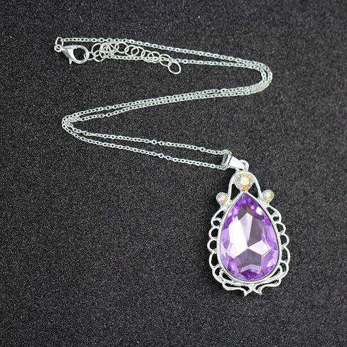2pcs Sofia Amulet Necklace Teardrop Amethyst Pendant Necklace Sofia the First Princess Costumes Jewelry Girls Necklace in Saudi Arabia
