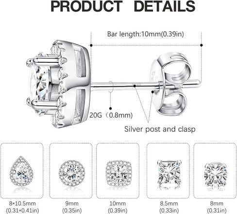 5 Pairs Cubic Zirconia Sterling Silver Stud Earrings for Women Girls,14K Small Gold Plated Tiny Stud Earrings Set for Multiple Piercing Cartilage Hypoallergenic Earrings For Men in Saudi Arabia