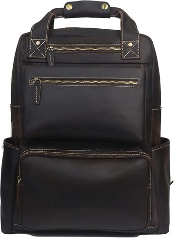 شنطة ظهر جلدية للرجال مقاس 15.6 انش من فشسوب، شنطة ظهر جلدية للعمل والسفر والمشي لمسافات طويلة، شنطة كتف للكمبيوتر in Kuwait