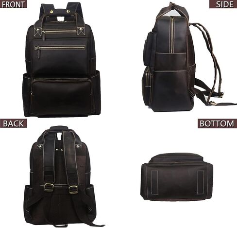 شنطة ظهر جلدية للرجال مقاس 15.6 انش من فشسوب، شنطة ظهر جلدية للعمل والسفر والمشي لمسافات طويلة، شنطة كتف للكمبيوتر in Kuwait