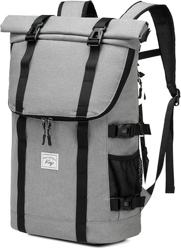 Kasqo Rolltop Backpack for Men, 17 Inch Laptop Backpacks Large Capacity Lightweight Water Resistant College Travel Daypack in Saudi Arabia