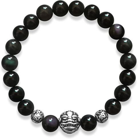 Feng Shui Black Obsidian Wealth Bracelet Pi Xiu Bracelets Dragon Mantra Bead Bangle Attract Wealth and Good Luck Adjustable Elastic Natural Obsidian Stone Bead Bracelet (8MM 10MM) in Saudi Arabia