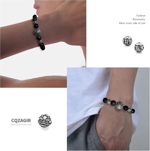 Feng Shui Black Obsidian Wealth Bracelet Pi Xiu Bracelets Dragon Mantra Bead Bangle Attract Wealth and Good Luck Adjustable Elastic Natural Obsidian Stone Bead Bracelet (8MM 10MM) in Saudi Arabia