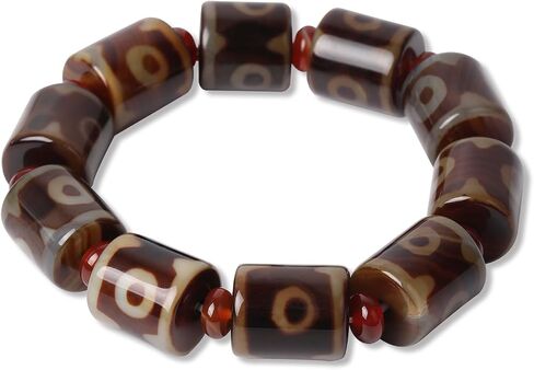 Tibetan Dzi Beads Bracelet Mala Beads Luxury Jewelry Agate Elastic Bracelet Amulet Bangle Attract Good Luck for Women and Men Friend Mother's Day Valentine's Day Christmas Birthdays Gift in Saudi Arabia