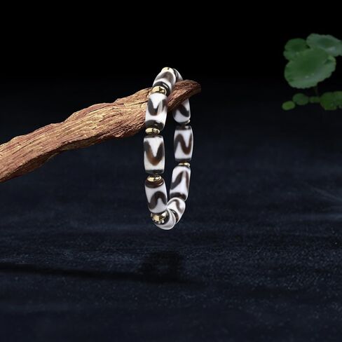 Tibetan Dzi Beads Bracelet Mala Beads Luxury Jewelry Agate Elastic Bracelet Amulet Bangle Attract Good Luck for Women and Men Friend Mother's Day Valentine's Day Christmas Birthdays Gift in Saudi Arabia