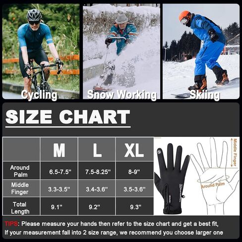 قفازات الشتاء من Weitars للرجال والنساء، قفازات مقاومة للماء، قفازات تعمل باللمس، قفازات الثلج الحرارية لركوب الدراجات والقيادة والجري in Kuwait