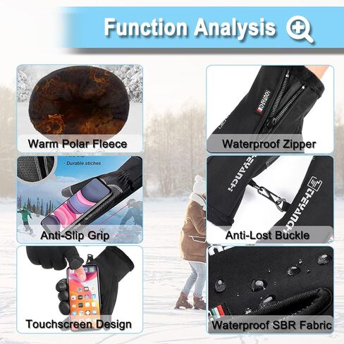 قفازات الشتاء من Weitars للرجال والنساء، قفازات مقاومة للماء، قفازات تعمل باللمس، قفازات الثلج الحرارية لركوب الدراجات والقيادة والجري in Kuwait