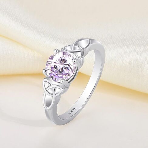 YL Celtic Knot Rings for Women 925 Sterling Silver Birthstones 18k White Gold Plated Statement Rings in Saudi Arabia