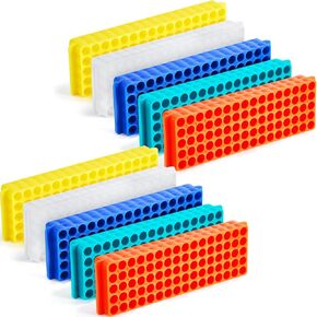 10 Pcs Tube Rack Microcentrifuge Tube Rack Pcr Rack Each 80 Wells Vial Rack Test Tube Rack Double Sided Polypropylene Holder for 0.2ml-2ml Centrifugal Pipe, Assorted Colors