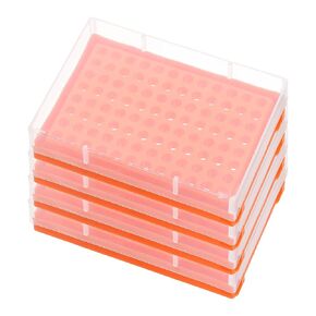 PATIKIL 96 Wells PCR Tube Rack for 0.2ml Test Strips Tubes, 4pcs Waterproof Tubes Filling Tray Centrifuge Tube Holder, Purple