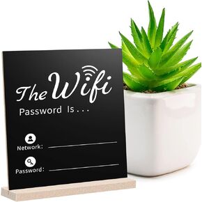 WIFI Password Sign for Guest Room,Wooden WIFI Sign Chalkboard Style Freestanding Sign Centerpiece Decoration for Home or Business