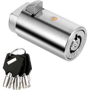 Vending Machine Lock, Tubular Lock Pick Cylinder Lockpick Set fits Most T Handle Locks with 3Pcs Keys, Coke Snack Candy Machine Lock, Zinc Alloy Soda Machine Lock, Chrome Surface