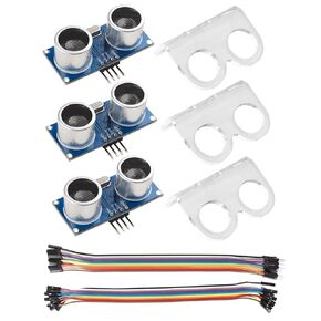 3PCS HC-SR04 Ultrasonic Sensor Module Distance Measuring Sensor Module Ultrasonic Ranging Module + 3 Sets Mounting Bracket with Cable