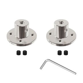 2Pcs 5mm(0.20 in) Flange Shaft Coupling, Rigid Coupling Motors Guide Support Coupler, High Hardness Connector Flanged Mount for DIY RC Model Motors Coupler with Set Screws & Wrench