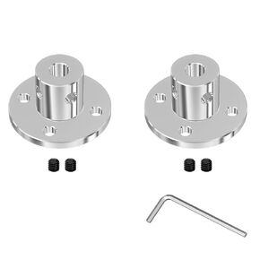 2Pcs 4mm(0.16 in) Id 10mm(0.39 in) Od Silver Flange Shaft Rigid Coupling Motors Guide Support Coupler, High Strength Connector Mount for DIY RC Model Motors Coupler with Set Screws & Wrench