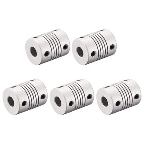 uxcell 7mm to 8mm Aluminum Alloy Shaft Coupling Flexible Coupler Motor Connector Joint L25xD19 Silver,5pcs