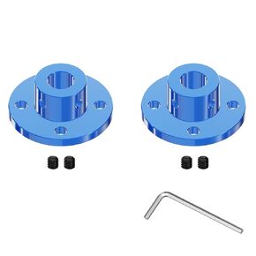 2Pcs 8mm(0.31 in) Id 16mm(0.63 in) Od Blue Flange Shaft Rigid Coupling Motors Guide Support Coupler, High Strength Connector Mount for DIY RC Model Motors Coupler with Set Screws & Wrench