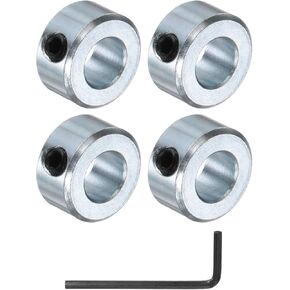 uxcell 4pcs Set Screw Shaft Collars 7/16" Bore Zinc Plated Steel Shaft Collars, 7/8" OD, 7/16" Width Axle Collar Clamp with Hex Wrench