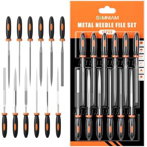 Simniam 12Pcs Metal File Set, Premium Grade T12 Drop Forged Alloy Steel, Mini File Set Contains 6Pcs Diamond Needle Files, 6 Pcs Carbon Steel Needle Files, Perfect for Sanding Wood, Metal & DIY
