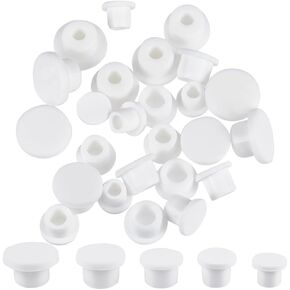 GORGECRAFT 30Pcs 5 Sizes Silicone Hole Plug Waterproof Replacement Rubber Tube Plug White Bottle Stopper 9.5-15mm Inner Diameter Soft Flexible Reusable End Covers for Bottles Pipes Flower Pots