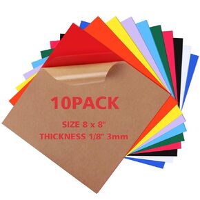 Acrylic Sheets 1/8 Thick, 10Pcs 8 x 8in Colored Acrylic Sheets 3mm for Laser Cutting, Opaque Acrylic Sheets Acrylic Panel with Protective Paper for Laser Engraving Material DIY Crafts