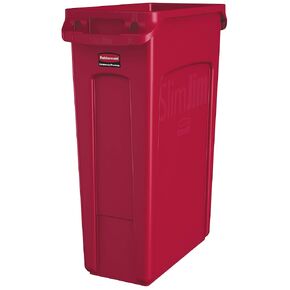 Rubbermaid Commercial Products Slim Jim Plastic Rectangular Recycling Bin with Venting Channels, 23 Gallon, Blue Recycling (FG354007BLUE)