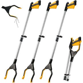 3 Pcs Trash Grabber Reacher Tool with Magnet 32" Foldable Trash Picker Grabber for Elderly Lightweight Trash Pick up Stick Grabber Tool for Mobility Aid, Litter Picker, Arm Extension (Purple)
