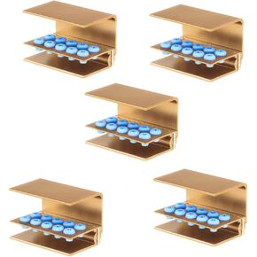 5pcs 10 Holes Dental Burs Holder Block Case with Blue Silicone Dental Autoclavable Burs Holders (Silver)