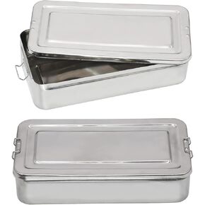 15.7" x 8" x 3.75" Trays Stainless Steel Dental Instruments Tray Organizer Holder Multi-Function Storage Sterilization Plate Trays Solid Box Cover with Locks