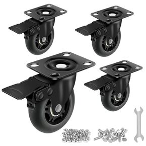 3" Casters Set of 4 ，4 Heavy Duty Quiet Casters, Max Load 2000LBS. Suitable to do Soft Wheels for cart, Glide Quietly and Protect The Floor, casters Set of 4 Heavy Duty.