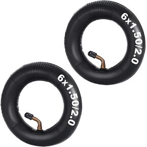 2 set of 6x2" Heavy Duty Inner Tubes with 45° Bent Valve Stem Replacement for Pneumatic Tyre Scooter F0 Pneumatic Wheel Trolley Cart Air Wheel