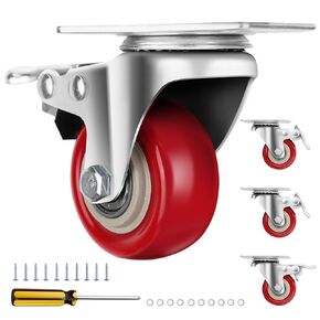 Caster Wheels 5 Inch, Heavy Duty Caster Set of 4, Swivel Castor Wheels with Dual Locking Brakes, Silent Polyurethane (PU) Wheels, 360° Rotation, for Furniture and Workbench, Load 2800lbs