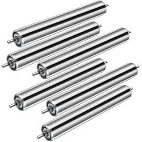 Conveyor Rollers Galvanized Steel Roller 10'' in Length and 1.5'' in Diameter 1/4'' Axle Diameter, Replacement Conveyor Belt Rollers for Roller Stands Woodworking Smooth Movement(6 Pcs)