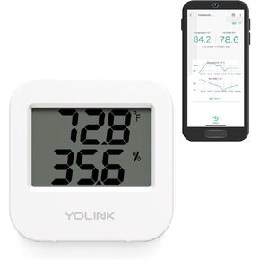 Smart Temperature Humidity Sensor Works w/Alexa IFTTT, 1/4 Mile Super Long Range Wireless Digital Hygrometer Indoor Thermometer Humidity Meter Temperature Humidity Monitor Sensor -YoLink Hub Required