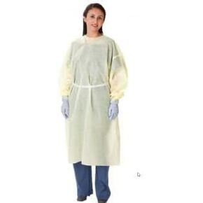 Disposable Isolation Gowns - Yellow Level 2 PPE Gowns Disposable - Knee-Length, Non-Woven, Fluid-Resistant Gowns, Latex Free (10, XL)