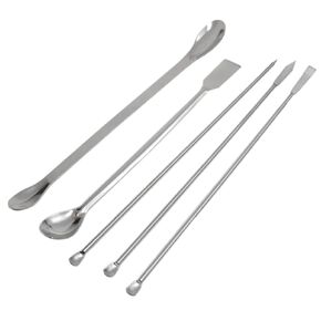 1Set Stainless Steel Sampling Scoop Micro Lab Spatula Micro Sampling Scoop Laboratory Scoop Laboratory Supplies (pack of 5)