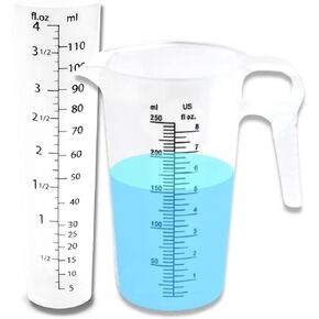 4oz (110 mL) Graduated Cylinder, and 8oz (250 ml) Measuring Pitcher- Heat Resistant & Chemical Resistant, Great for Chemicals, Oil, Pool and Lawn, Home Brew - Ounce (oz) and Milliliter (mL)