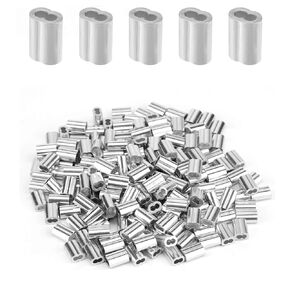 YAMASO 100pcs 1/8" Aluminum Crimping Loop Sleeve, Cable Ferrule Wire Rope Sleeves Loop Sleeve