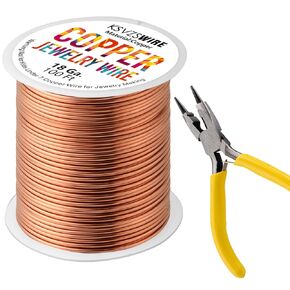 20 Gauge/0.8mm Pure Copper Wire with Pliers，160 Ft Length/φ0.8 mm Jewelry Wire-Perfect for Jewelry Making，Electrical and Crafting Projects…