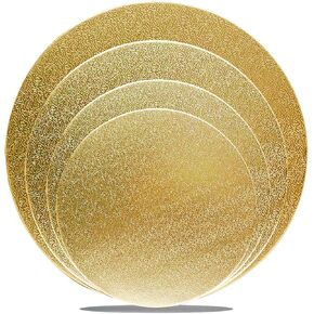 4 Pack Silver Cake Boards Round Cake Circles 6, 8, 10, 12 Inch Cake Base Cardboard, 1 of Each Size Set for Baking Cake, Wedding Birthday Cake, Dessert, Cake, Pizza Decorating and Exhibition
