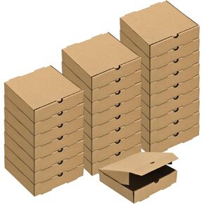 uxcell Pizza Box, 20pcs 9x9 Inches - Cowhide Paper Mini Pizza Boxes, Square Corrugated Storage Container for Cake Cookies Pizza Party (Brown)
