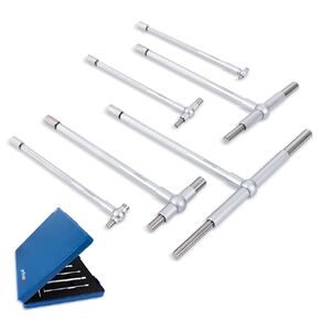 Dasqua Bore Gauges Telescoping Gauges Set 5/16"-6" Range,T-Bore Hole Gauges Machinist Tools Inside Micrometer Satin Chrome Finished Bore Gauge with Storage Case (6 Pcs)