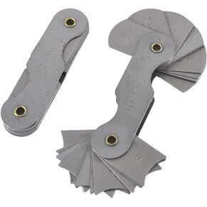 uxcell Radius Gauge Set R15-25mm 16 Pairs of Leaves Radius Gauge Fillet Gauge, Silver Tone