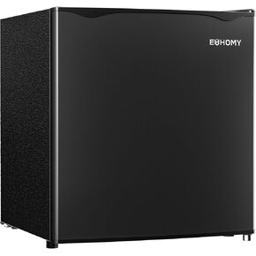 EUHOMY 1.7 Cu.Ft Mini Fridge with Freezer, Reversible Single Door Compact Refrigerator, Adjustable Thermostat, Energy Saving, Mini Fridge for Bedroom, Office, Dorm, Black