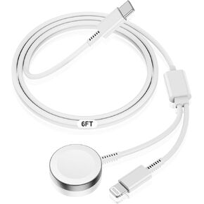 for Apple Watch Charger Cable USB C, [MFi Certified] Magnetic for iWatch Charger Cable Fast Charging for Watch Series Ultra 9 8 7 6 5 4 3 SE & iPhone 14/13, Type C 2-in-1 Cord for iPhone & Watch-6ft