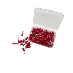 100PCS Insulated Ring Terminal Connectors for 22-16 Gauge AWG Wire, Crimp Terminals Electrical Connectors Spade Terminals for Car Boat Marine Audio Wiring (22-16) (AWG22-16)