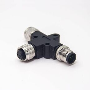 موصل M12 IP67 5 دبوس، موصل M12 T 5 دبوس ذكر إلى أنثى محول رمز Unshiled تجميع حقل مقاوم للماء موصل قابل للربط محول قابس مستشعر صناعي