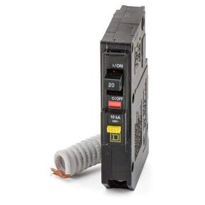 Square D Qwik-Gard QO120GFI Ground-Fault Circuit Breaker, 120 VAC, 20 A, 10 kA Interrupt, 1 Pole