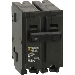 Plug In Circuit Breaker, HOM, Number of Poles 2, 50 Amps, 120/240VAC, Standard